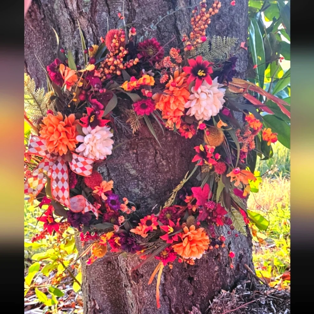 Fall/Autumn Faux Floral Grapevine Wreath - Picture 10 of 10